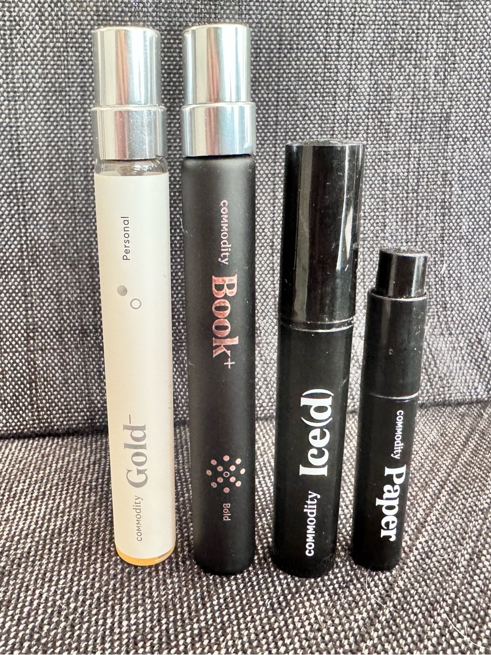 Commodity Perfume Travel Spray Bundle β Gold, Book+, Ice(d) & Paper